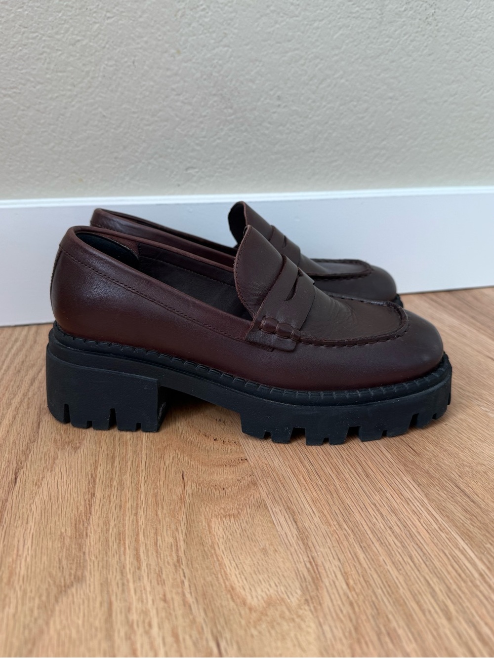 Free People Leather Brown Lyra Lug Sole Loafer EU 37 | US 6.5